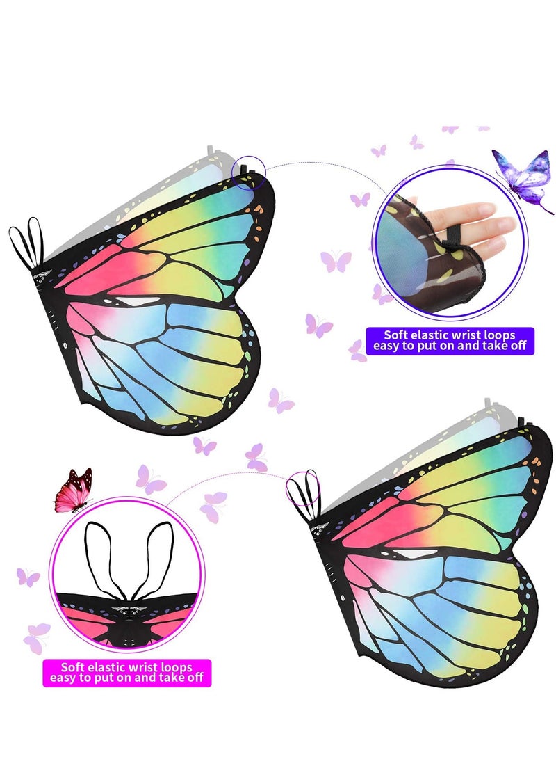 SOLARAE Fairy Costume Set for Girls Butterfly Clothes Rainbow Tutu Outfit Dress Eye Covering Antenna Headband Hairpin Wand for Age 3-8 - Image 3