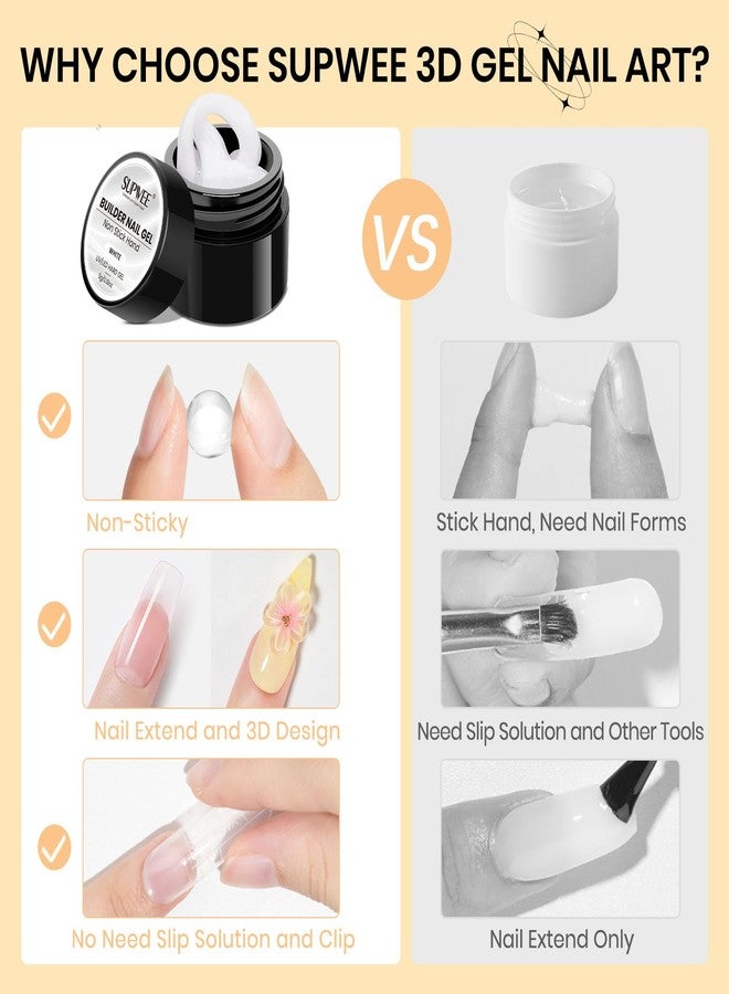 SUPWEE 3d Sculpting Gel for Nail Art, White Non Stick Hand Solid Builder Gels Hard Gel for Nails Molding Gels Home Manicure, Nail Salon, Nail Charms, Solid, Extension, Carving - Image 3