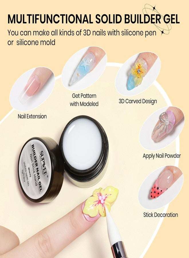 SUPWEE 3d Sculpting Gel for Nail Art, White Non Stick Hand Solid Builder Gels Hard Gel for Nails Molding Gels Home Manicure, Nail Salon, Nail Charms, Solid, Extension, Carving - Image 2