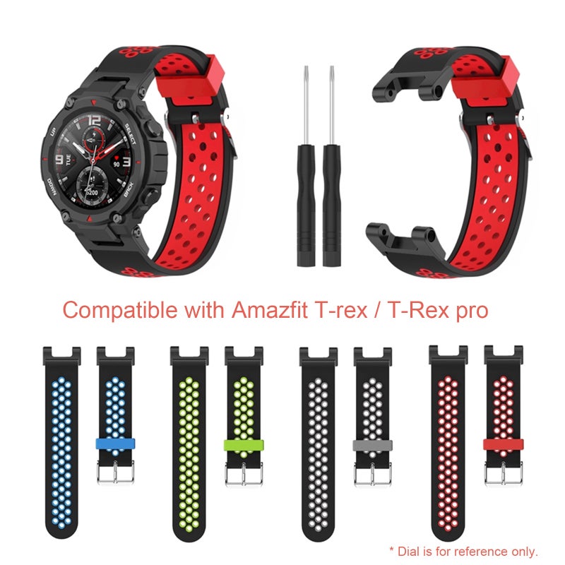 حزام ساعة سيليكون متوافق مع ساعات Huami Amazfit T-Rex / T-Rex Pro - بديل لحزام ساعة سلسلة Huami - Image 3