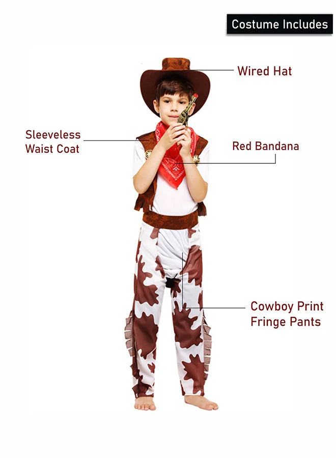LITTLE SURPRISE BOX Little Surprise Box,  Brown Patch Cowboy , Kids Halloween Costume Fancy Dress Up-7-9Y