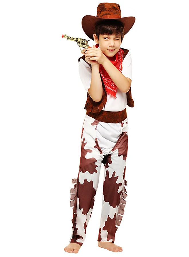 LITTLE SURPRISE BOX Little Surprise Box,  Brown Patch Cowboy , Kids Halloween Costume Fancy Dress Up-7-9Y