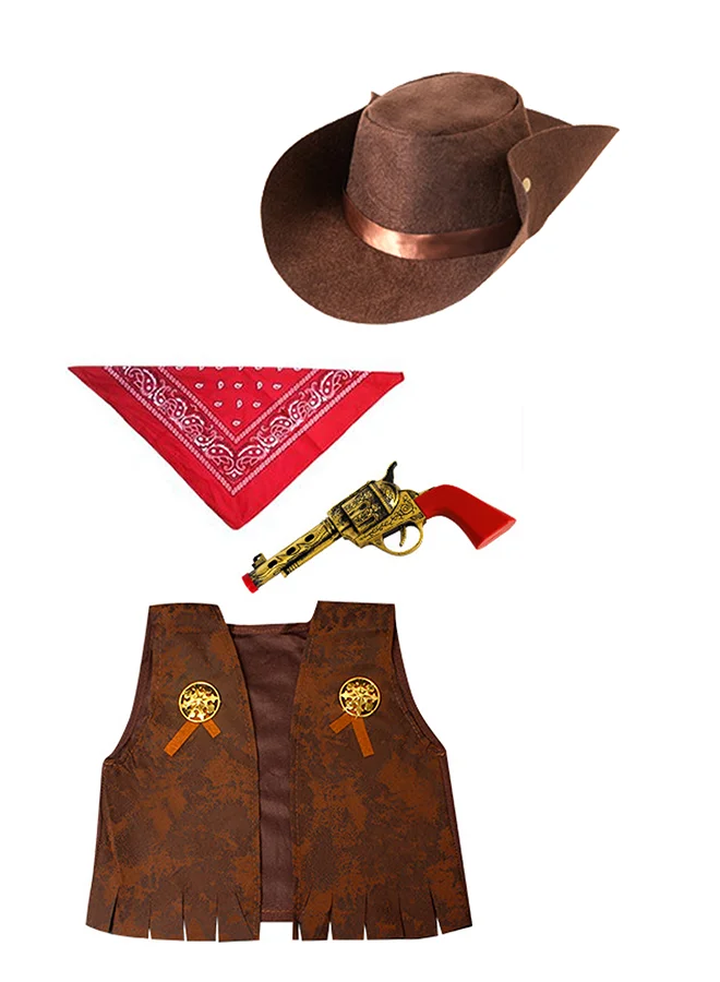LITTLE SURPRISE BOX Little Surprise Box,  Brown Patch Cowboy , Kids Halloween Costume Fancy Dress Up-7-9Y