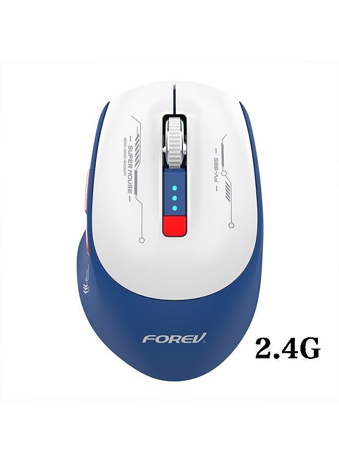 Forev Ergonomic Design 2.4G Wireless Gaming Mouse, 6 Programmable Buttons, Portable Mouse,with USB Receiver, Maximum Acceleration 14 Inches/Second, Compatible with Windows and MacOS(Blue/White） - Image 1