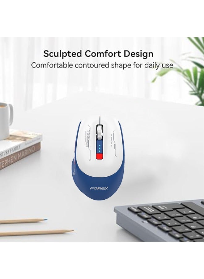 Forev Ergonomic Design 2.4G Wireless Gaming Mouse, 6 Programmable Buttons, Portable Mouse,with USB Receiver, Maximum Acceleration 14 Inches/Second, Compatible with Windows and MacOS(Blue/White） - Image 5