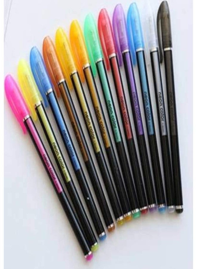 SCHUBERT 12 Pcs Glitter Color Gel Pen Set, Neon Pens Set Good Gift For Coloring Kids Sketching Painting Drawing (12 Shades) - Image 3