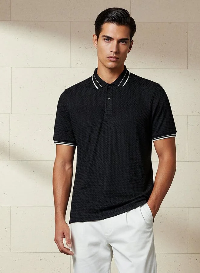 Splash FAV Men Short Sleeves Jacquard Polo T-shirt