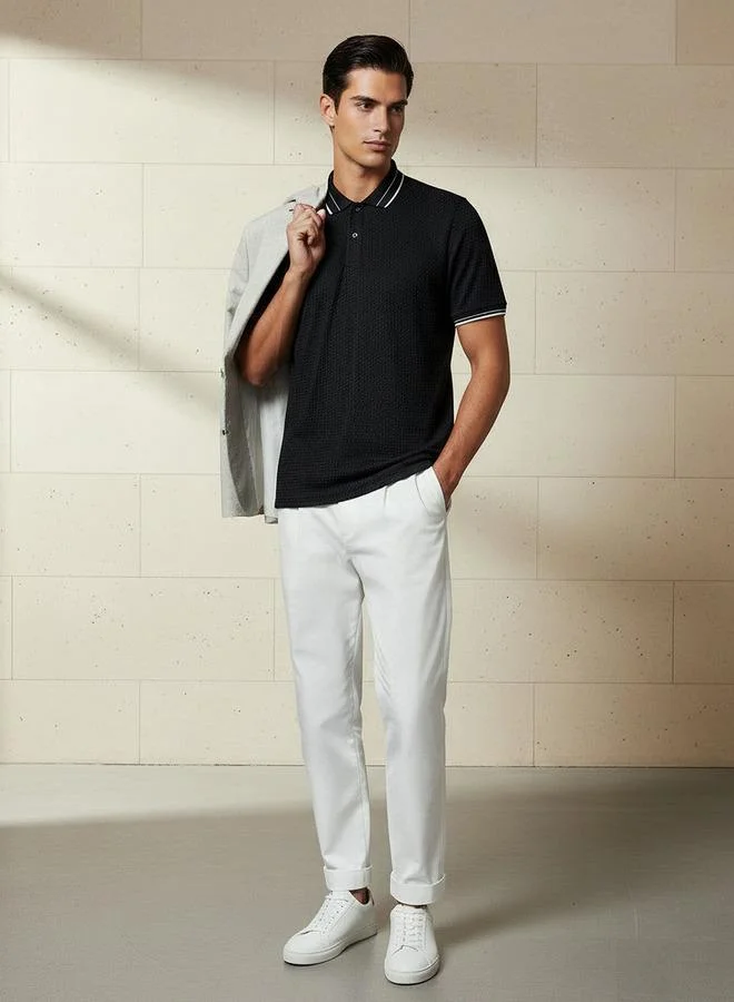 Splash FAV Men Short Sleeves Jacquard Polo T-shirt