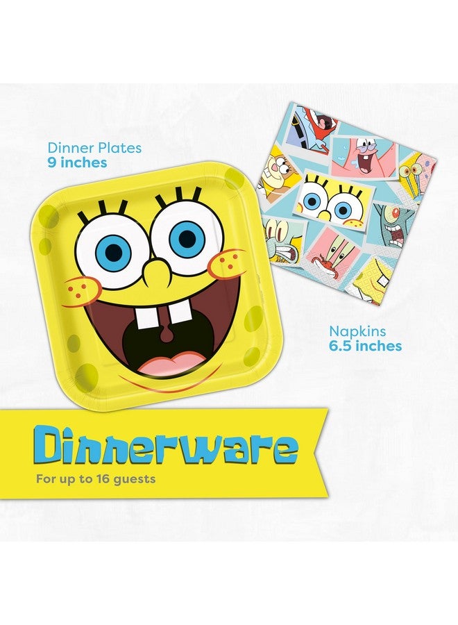 Unique Spongebob Birthday Decorations | Serves 16 Guests | Spongebob Party Decorations | Table Cover, Banner, Plates, Napkins, Balloons, Crepe Streamer, Candles and Button | Officially Licensed - Image 4