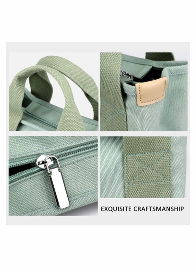 SYOSI Large Capacity Multi-Pocket Handbag Canvas Japanese Handmade Tote Crossbody Bag Shoulder Purse for Work Daily Travel (Green) - Image 2
