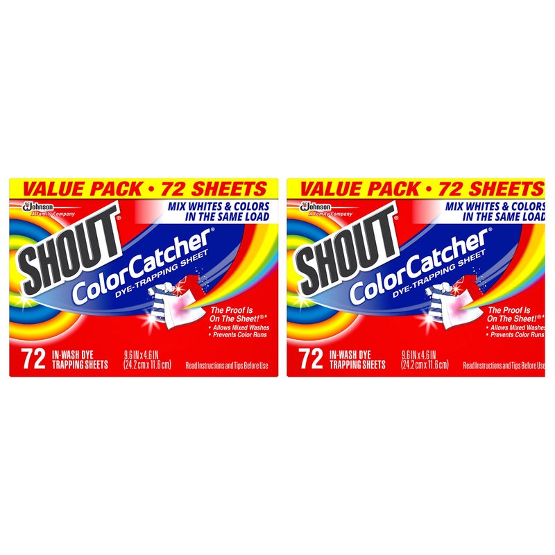 Shout Shout Color Catchers for Laundry, Allow Mixed Washes, Prevents Color Runs and Maintains Original Clothing, 72 Count - Pack of 2 (144 Total Sheets) - Image 1