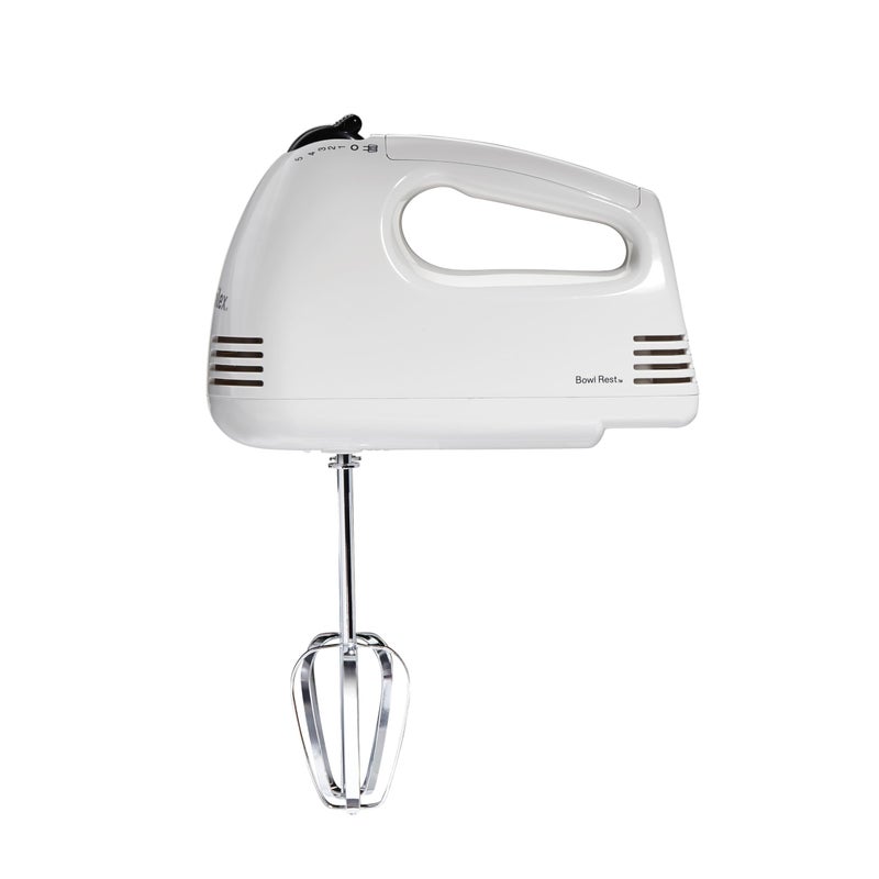 Proctor Silex Proctor Silex Easy Mix 5Speed Electric Hand Mixer with Bowl Rest Compact and Lightweight 100 Watts of Peak Power White 62515PS 