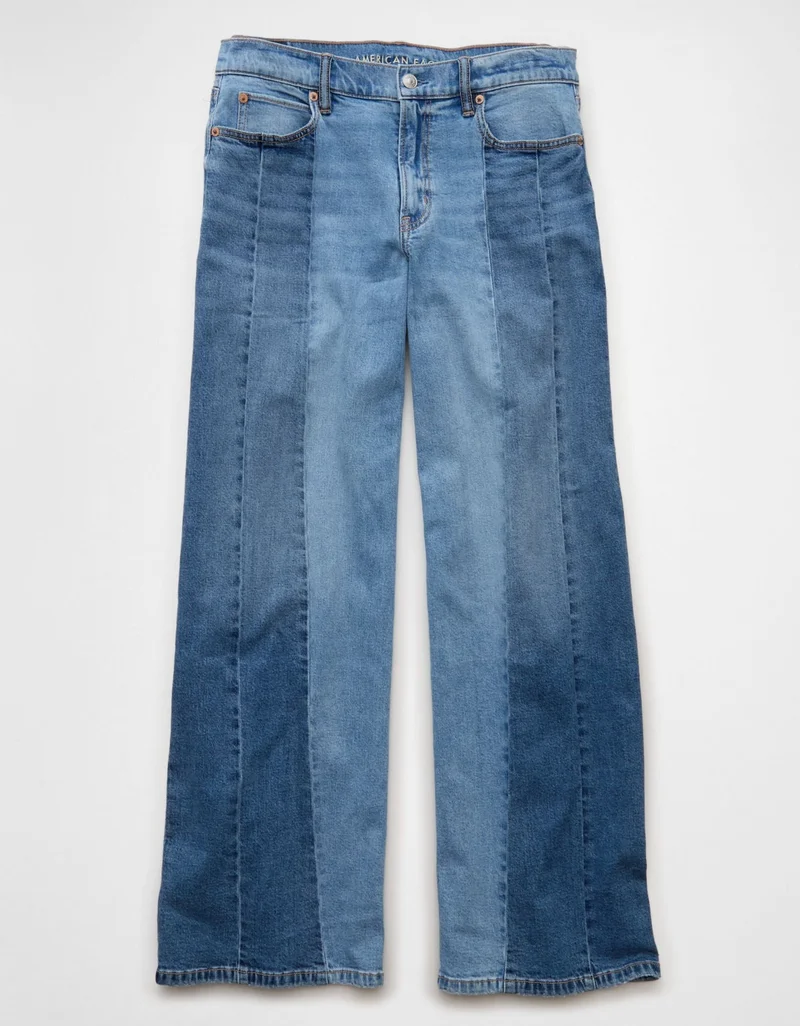 American Eagle AE Stretch Patchwork Low-Rise Ultra Wide-Leg Jean