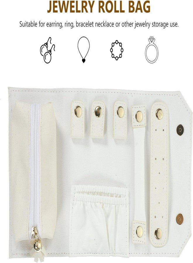 DROPOSALE Roll Necklace Holder Portable Jewelry Bag Foldable Jewelry Holder Storage Bag Jewelry Storage Organizer Foldable Jewelry Organizer Jewelry Pouch Handbag Travel Ring Leather (Modern) - Image 2