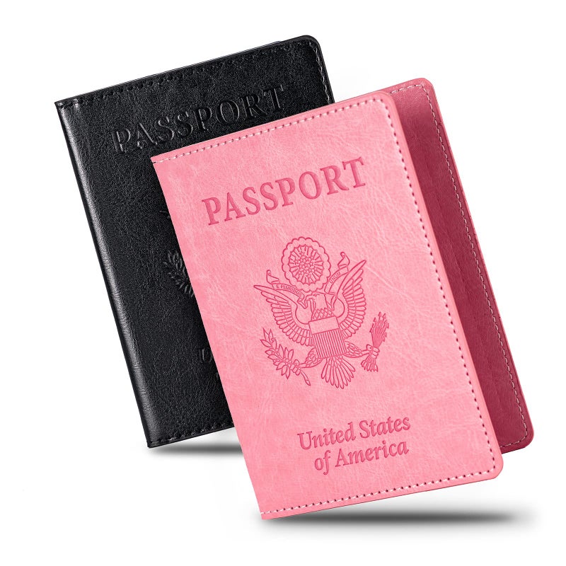 Honmein 2 Pcs Passport holdersï¼ŒUltra Slim passport walletï¼ŒPU Leather Passport Cover for Women and Men - Image 1