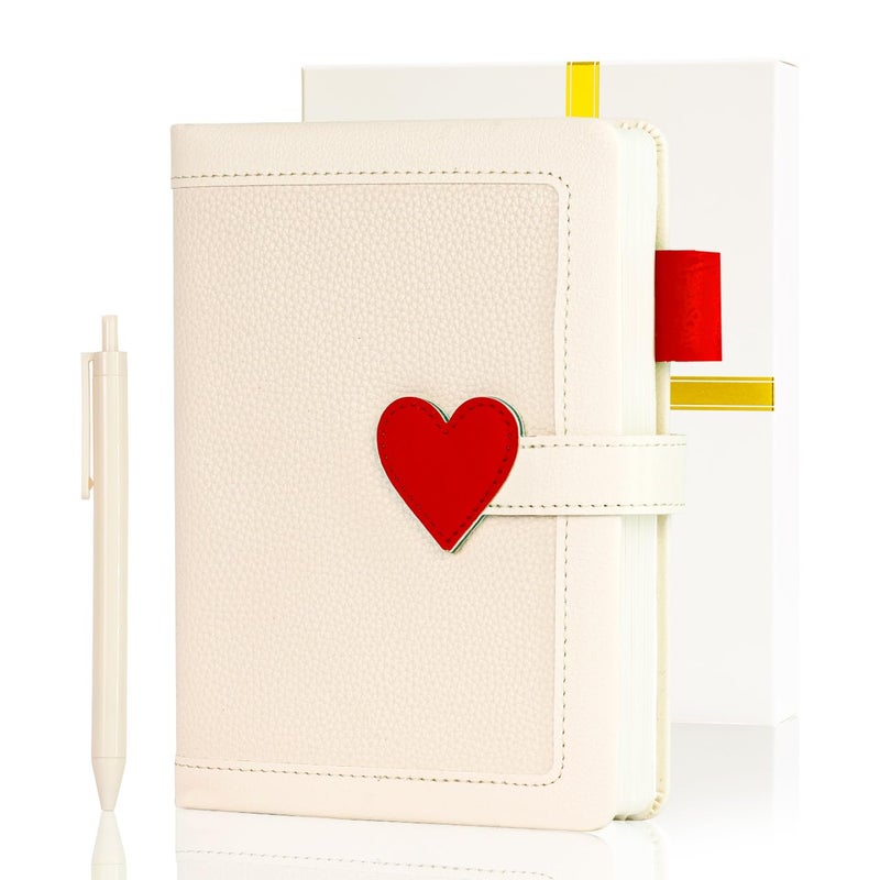 hi!SCI Journal for Women and Teen Girls with Heart Buckle, 240 Pages Teen Girls Diary Journal with Pen, Daily Writing Journals for Teen Girls Gifts Ideas Ages 8-12, B6 Notebook for Women (White) - Image 1