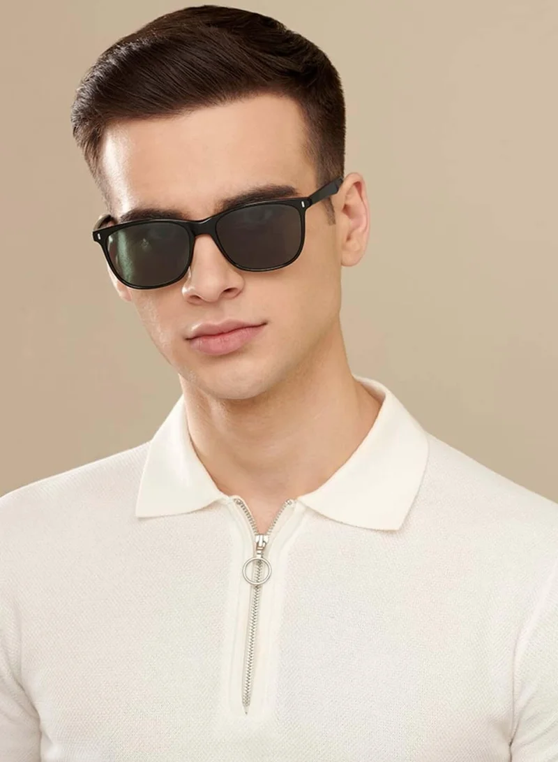 John Jacobs John Jacobs | UV Protection Sunglasses For Men & Women | Black Green Solid Full Rim Wayfarer JJ S13311-C3 - Pack of 1