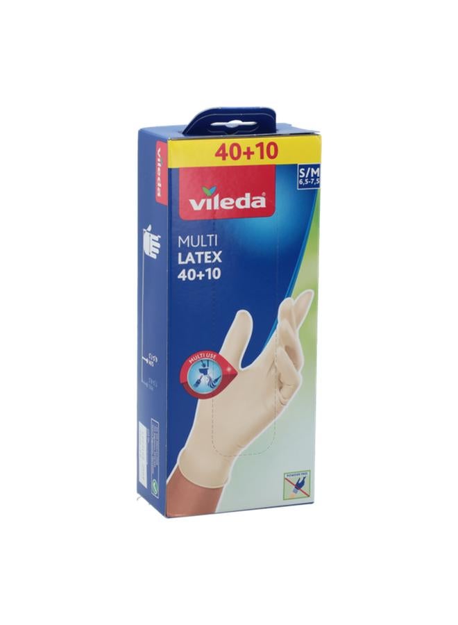 Vileda 50-Piece Multi Latex Gloves Cream S/M - Image 3