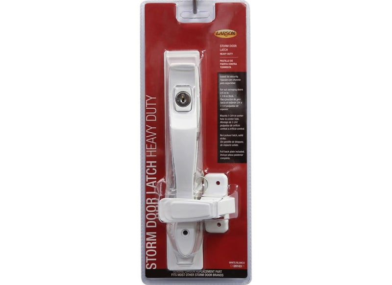 Larson Certified Storm Door White Push-Button Heavy-Duty Latch with Key Handle Set, Storm Door Replacement Latch Handle - Image 1