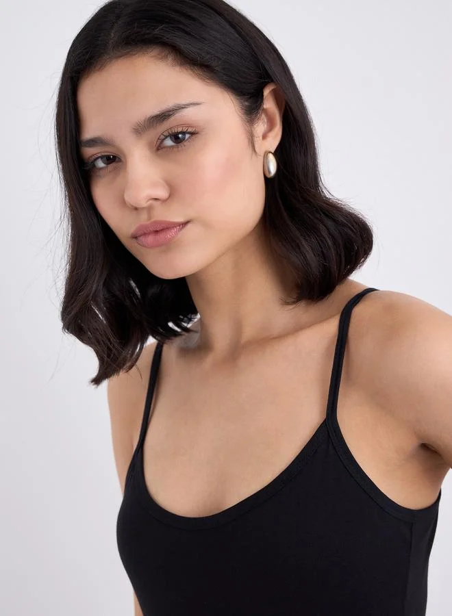 Styli Styli Black Strappy Jersey Bodysuit