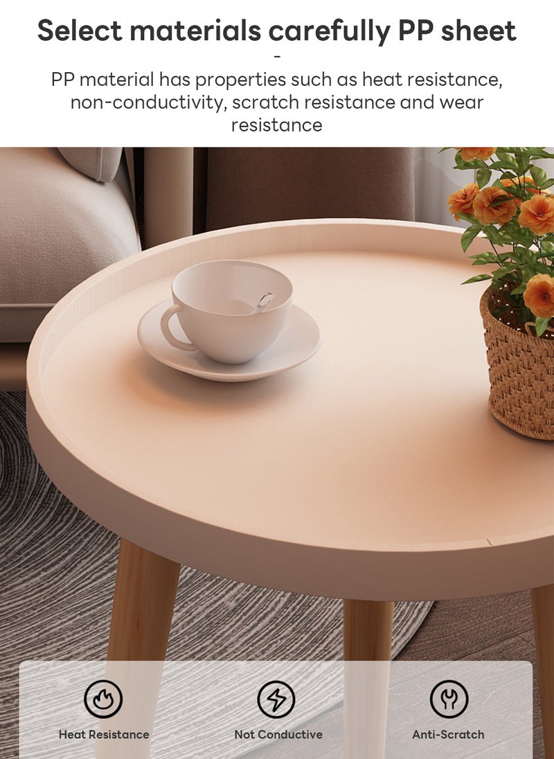 Sharpdo - Simple Style Wooden Coffee Table, Sofa Side Table & Small Round Table 40*40*44CM - Image 1