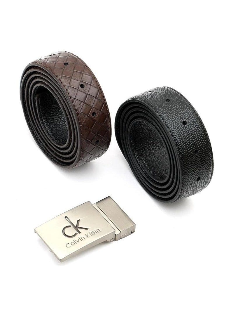 CALVIN KLEIN JEANS PLUS - Calvin Klein Leather Belt, 2 Pieces, Black, and Brown - Image 1