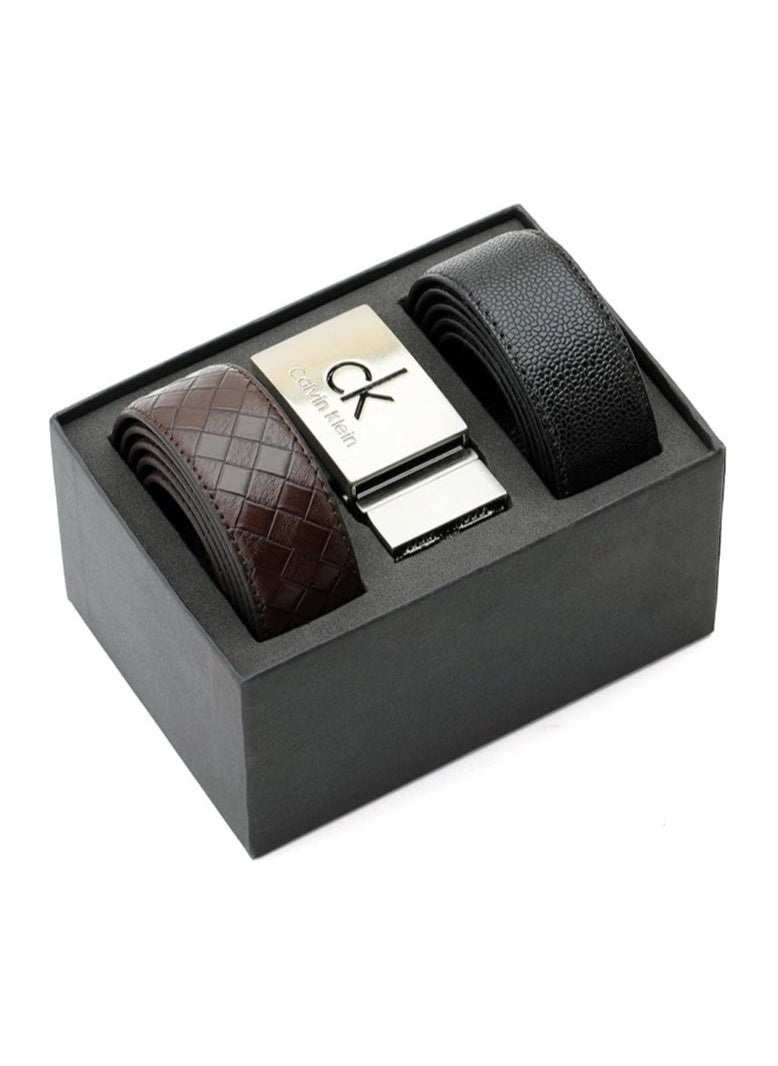 CALVIN KLEIN JEANS PLUS - Calvin Klein Leather Belt, 2 Pieces, Black, and Brown - Image 1
