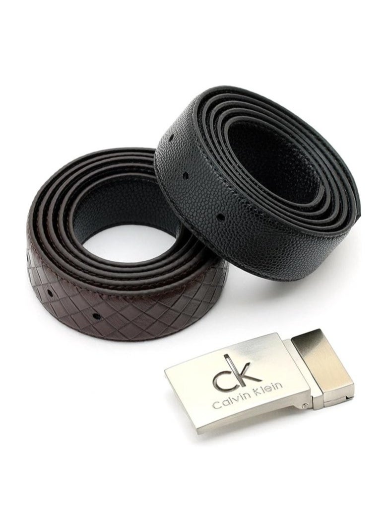 CALVIN KLEIN JEANS PLUS - Calvin Klein Leather Belt, 2 Pieces, Black, and Brown - Image 1