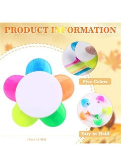 خاجول Petals Highlighters, Flower Shape Watercolor Highlighter Pens,Highlighters Assorted Colors 5-In-1 Fluorescent Pens for Aesthetic School Office Stationery Supplies.  - Image 2