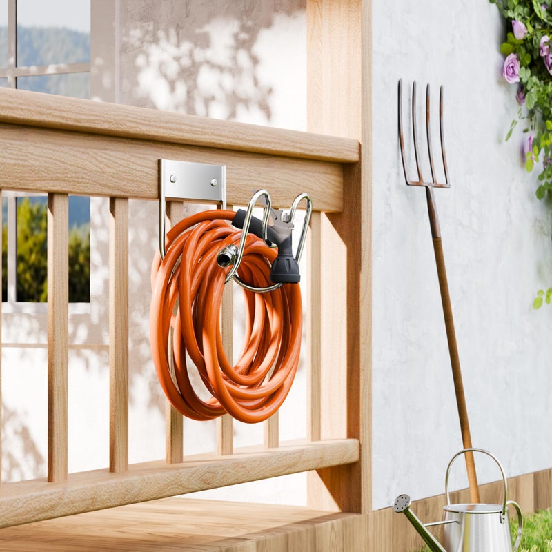 Josmimic Stainless Steel Garden Hose Holder - Extra Large Heavy Duty Silver SS304 Wall Mounted Hanger for Water Hose, Extension Cords, Vacuum Lines, Anti-Rust - Image 5