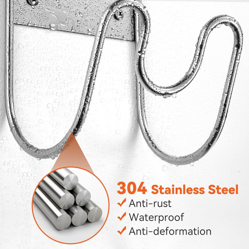 Josmimic Stainless Steel Garden Hose Holder - Extra Large Heavy Duty Silver SS304 Wall Mounted Hanger for Water Hose, Extension Cords, Vacuum Lines, Anti-Rust - Image 4