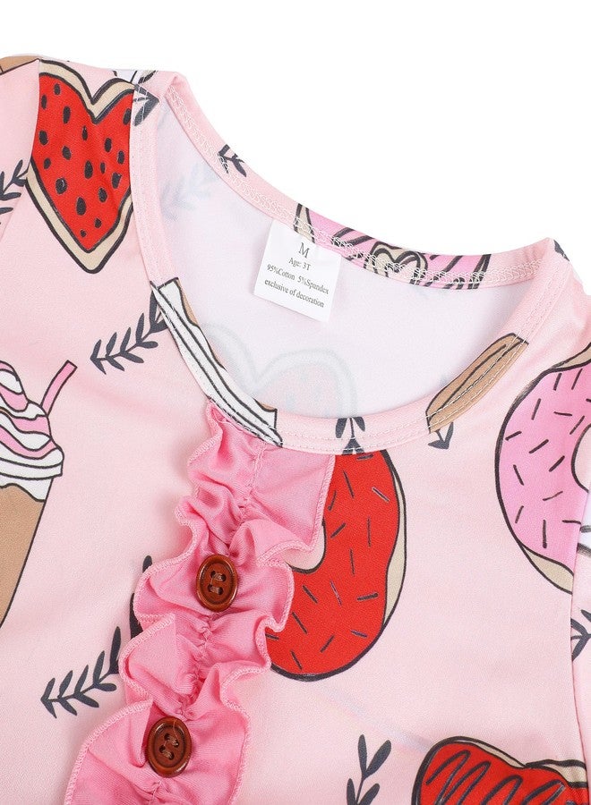 DACSOIT Valentine's Day Toddler Girl Dress Love Hearts Print Ruffle Bottom Long Sleeve Casual Dress 5-6Y - Image 2