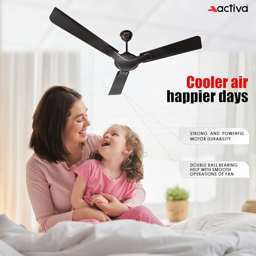 ACTIVA Corolla 390 RPM High Speed 1200 MM Sweep BEE Approved One Star Rating, Anti Dust Coating Ceiling Fan with 2 Years Warranty (SMOKE BROWN) - Image 3
