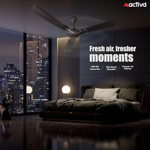 ACTIVA Corolla 390 RPM High Speed 1200 MM Sweep BEE Approved One Star Rating, Anti Dust Coating Ceiling Fan with 2 Years Warranty (SMOKE BROWN) - Image 5