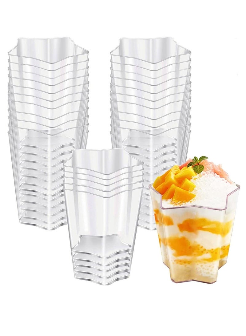 KASTWAVE 50Pcs Mini Dessert Cups, 70ml Plastic Pentagram Shape Dessert Cups Clear Parfait Appetizer Cup Reusable Serving Bowl for Dessert Pudding Mousse Party  - Image 1