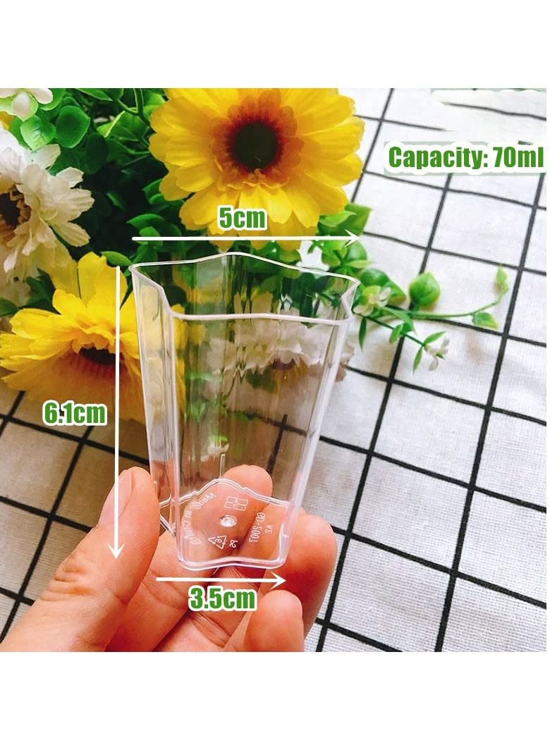 KASTWAVE 50Pcs Mini Dessert Cups, 70ml Plastic Pentagram Shape Dessert Cups Clear Parfait Appetizer Cup Reusable Serving Bowl for Dessert Pudding Mousse Party  - Image 5