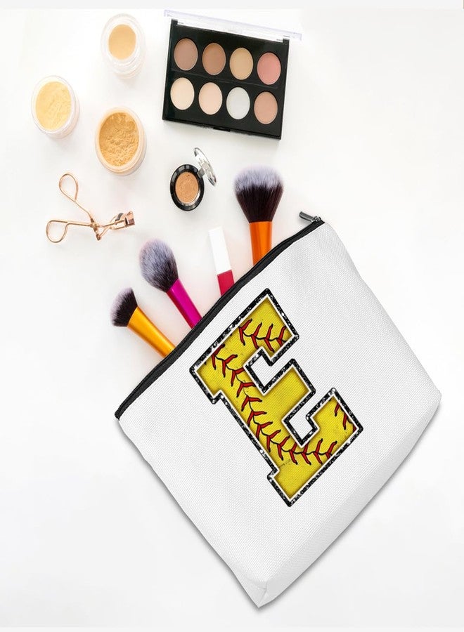 CQM Softball Gifts Initial Makeup Bag Monogrammed Cosmetic Bag Letter E Zipper Pouch Softball Accessories for Girls Women Player Coaches Niece Graduation Birthday Gifts - Image 3