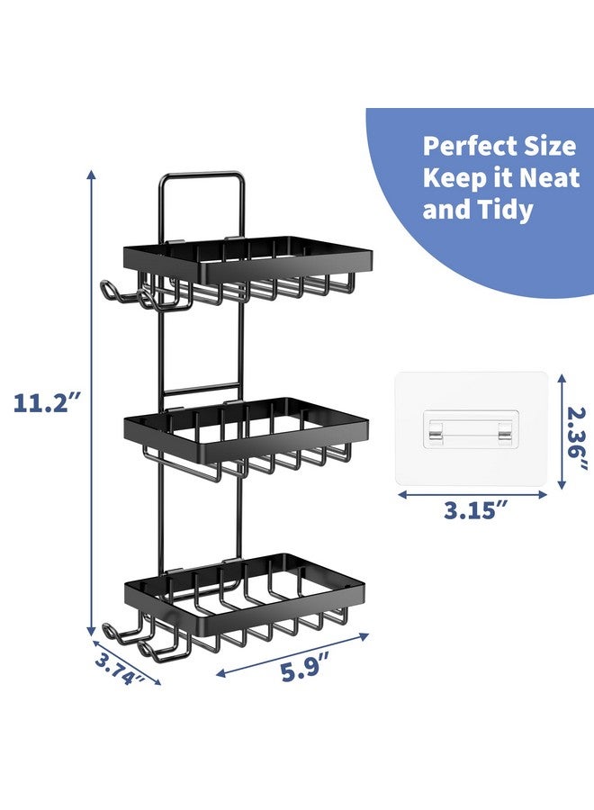 Moforoco Soap Dish Holder for Shower Wall, No Drilling, 3-tier 304 Rustproof Stainless Steel, Soap Bar Holder with 4 Hooks and Razor Holder for Shower, Shampoo Bar Holder for Shower Caddy for Bathroom - Image 4