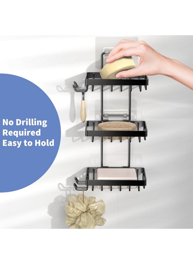 Moforoco Soap Dish Holder for Shower Wall, No Drilling, 3-tier 304 Rustproof Stainless Steel, Soap Bar Holder with 4 Hooks and Razor Holder for Shower, Shampoo Bar Holder for Shower Caddy for Bathroom - Image 2