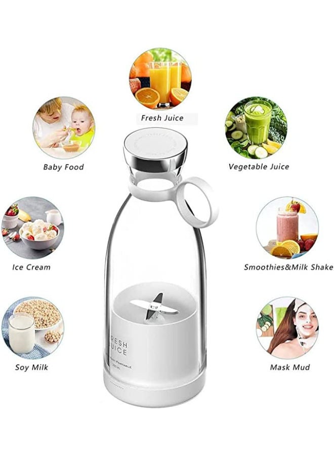 SHOPI Personal Size Blender, Fresh Juice Mini Fast Portable Blender, Portable Smoothie Blender USB Rechargeable, Electric Juicer Cup with 4 Blades - WHITE - Image 2
