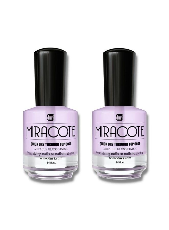 duri Miracote Quick Dry Through Top Coat for Miracle Gloss Finish, None Yellowing, Low Viscosity, Protects Polish from Chipping, Super Glossy, 2 pack - Image 1