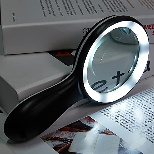 MOJINO 10X Lighted Large Handheld Reading Magnifier Glasses with 18 LED Lights for Macular Degeneration, Seniors & Kids Reading, Inspection, Coins, Jewelry, Exploring - Image 5