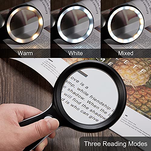 MOJINO 10X Lighted Large Handheld Reading Magnifier Glasses with 18 LED Lights for Macular Degeneration, Seniors & Kids Reading, Inspection, Coins, Jewelry, Exploring - Image 4