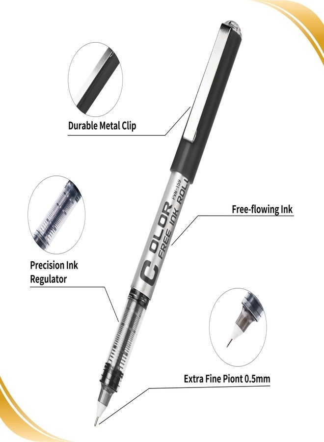 EYEYE Rollerball Pens 0.5mm, 6 Black 6 Blue Extra Fine Point Needle Tip Pen Quick Dry, Liquid Ink Pens Fine Point Smooth Writing Pen for Journaling, Note Taking, Office, School Supplies - Image 4