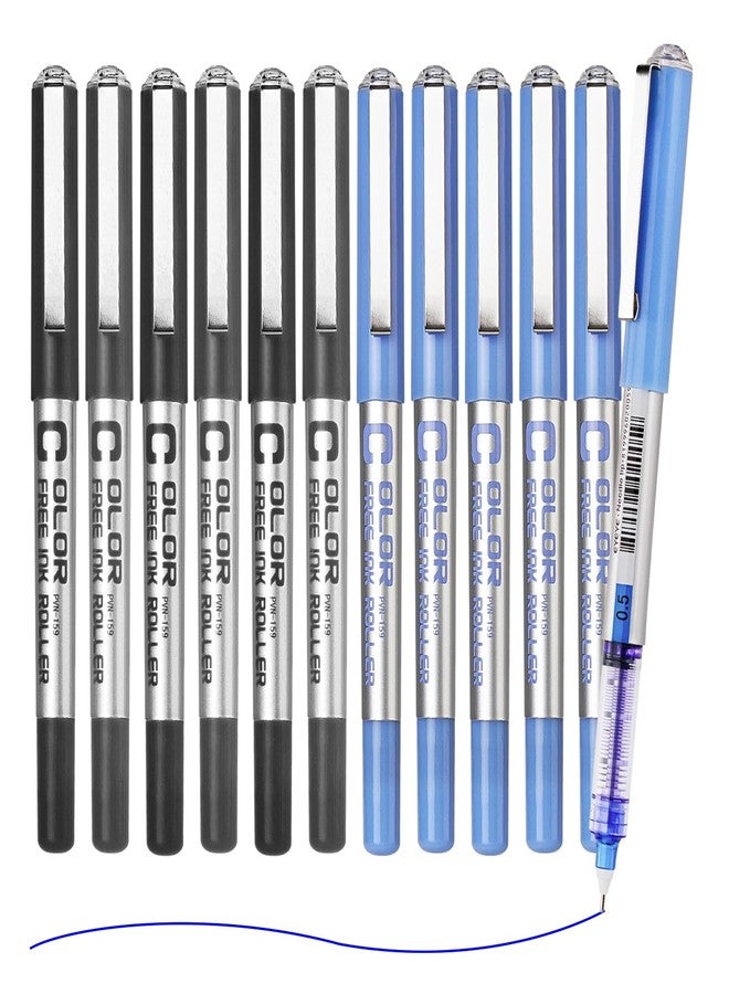EYEYE Rollerball Pens 0.5mm, 6 Black 6 Blue Extra Fine Point Needle Tip Pen Quick Dry, Liquid Ink Pens Fine Point Smooth Writing Pen for Journaling, Note Taking, Office, School Supplies - Image 2