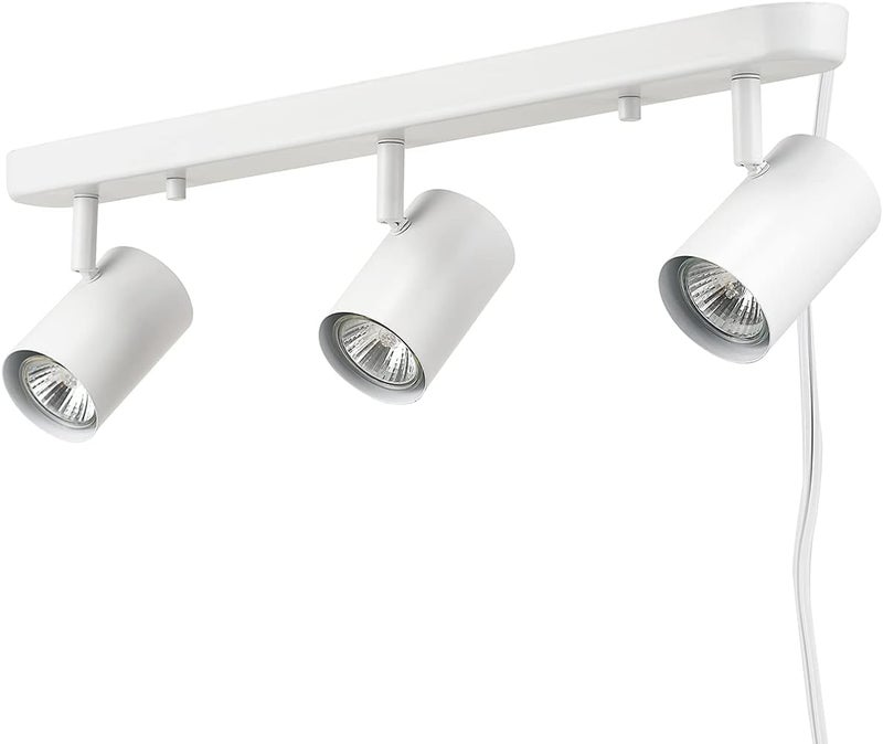 Globe Electric 60024 3-Light Plug-in Track Lighting, Adjustable Heads, Matte White Finish, 22-inch, GU10 Base, 15-Foot Cord with in-Line Switch, Modern Ceiling Light for Apartments and Rentals - Image 1