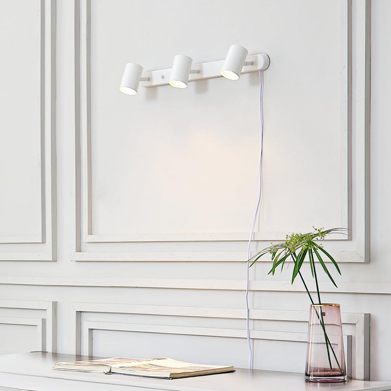 Globe Electric 60024 3-Light Plug-in Track Lighting, Adjustable Heads, Matte White Finish, 22-inch, GU10 Base, 15-Foot Cord with in-Line Switch, Modern Ceiling Light for Apartments and Rentals - Image 4