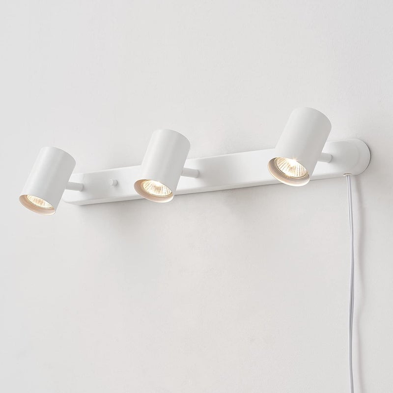 Globe Electric 60024 3-Light Plug-in Track Lighting, Adjustable Heads, Matte White Finish, 22-inch, GU10 Base, 15-Foot Cord with in-Line Switch, Modern Ceiling Light for Apartments and Rentals - Image 3