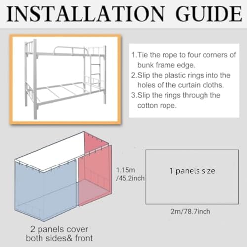 YMMMY ROSE Dorm Bottom Bunk Bed Curtains Privacy Curtains 350g Dustproof Breathable Single Bed Blackout Curtains Panels Privacy Underbed Loft Bed Canopy Tent Curtain Shading Drapes for Dorm College Home 2 panels - Image 3