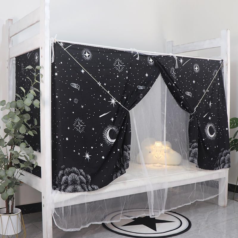 YMMMY ROSE Dorm Bottom Bunk Bed Curtains Privacy Curtains 350g Dustproof Breathable Single Bed Blackout Curtains Panels Privacy Underbed Loft Bed Canopy Tent Curtain Shading Drapes for Dorm College Home 2 panels - Image 2